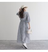 【PreOrder】花柄ウエストシャーリングワンピース