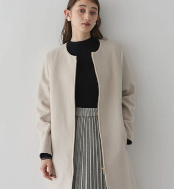 【YECCA VECCA/イェッカ　ヴェッカ】ノーカラーウールコート