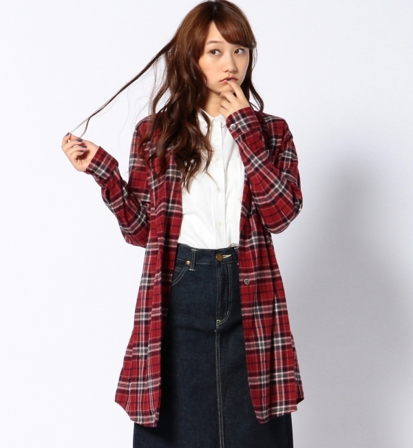 コットンチェックガウンシャツ?/ AE C/CHK GOWN SHT?