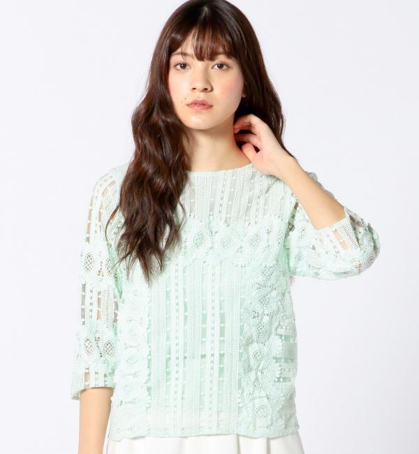 レース切り替えブラウス/ AEFC LACE キリカエ BLUS