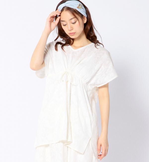 カットジャカードショートスリーブブラウス/AE CUT JQ SSL BLUS