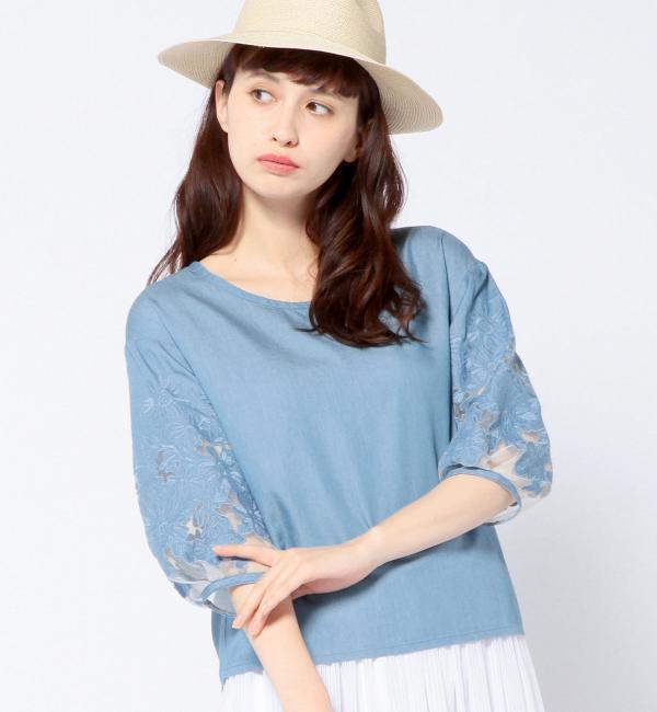 カットワークスリーブブラウス/AEBC CUT WORK SLV BL