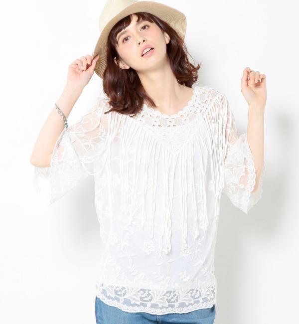 レース×フリンジブラウス/AEBC LACE×フリンジ BL