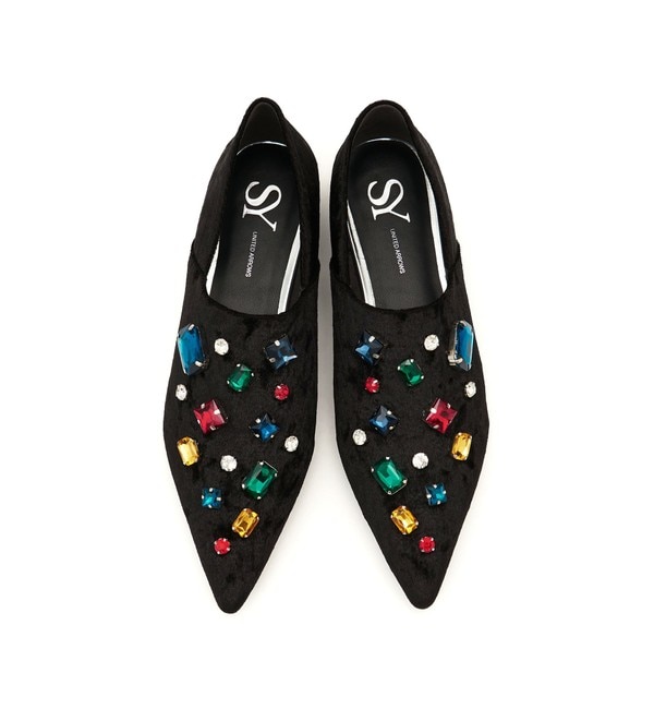 クリスマスファッション SY＞ポインテッドビジュー ODILE E フラット15○↑|ODETTE 靴