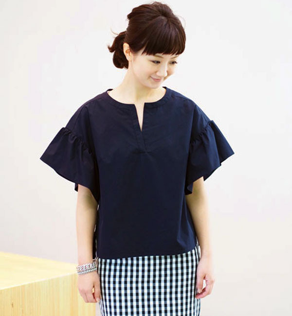 【WEB限定】○JC C/Pタイプライター ギャザー袖 プルオーバーブラウス