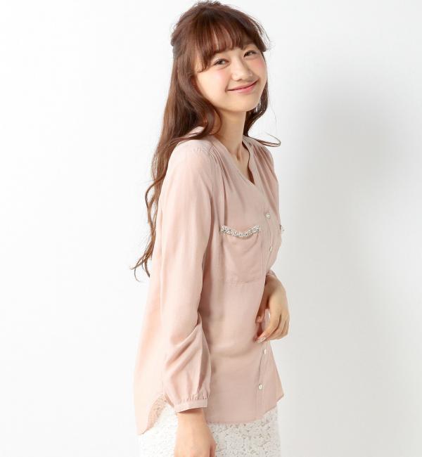 【ジュエルチェンジズ/Jewel Changes】 ●JOC エアシフォン 装飾 ブラウス [送料無料]