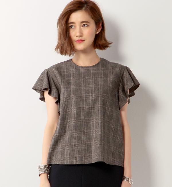 【ユナイテッドアローズ/UNITED ARROWS】 ＜SACRA（サクラ）＞グレンチェック 袖フレア ブラウス† [送料無料]