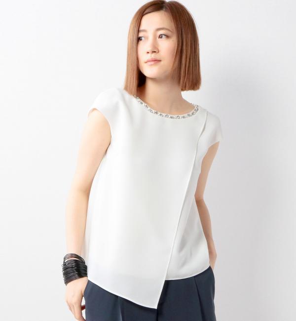 UAB P ビジュー フロントクロス ブラウス