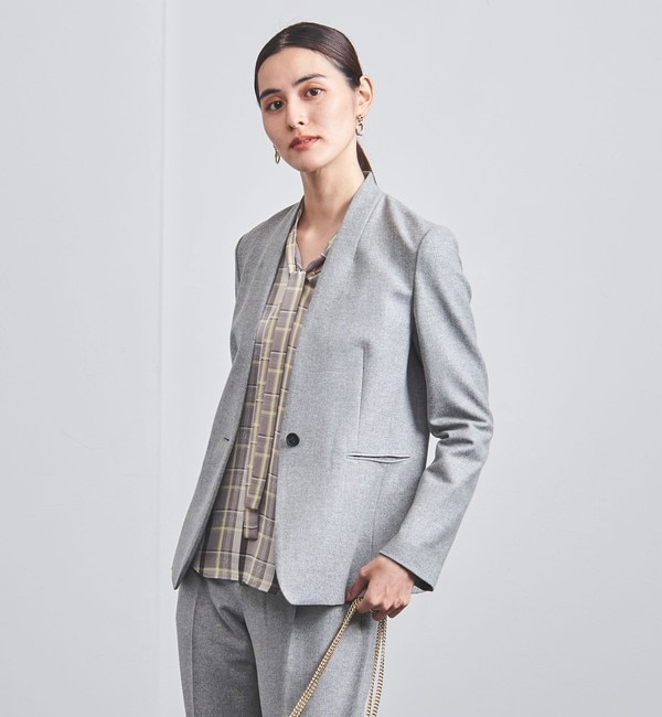 52%OFF!】 UNITED ARROWS クラス ツイード ノーラペル ジャケット