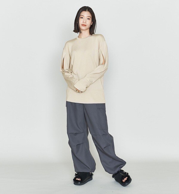 ASTRAET＞16G スリットスリーブ クルーネックニット|UNITED ARROWS