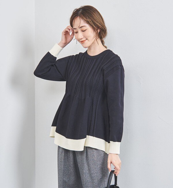 ケーブル ペプラム ロングスリーブ ニット|UNITED ARROWS(ユナイテッドアローズ)の通販｜アイルミネ