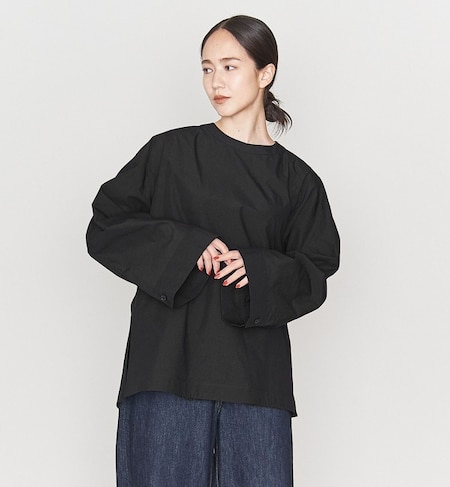 STYLE for LIVING＞バンドカラー ショートスリーブ ロングシャツ 