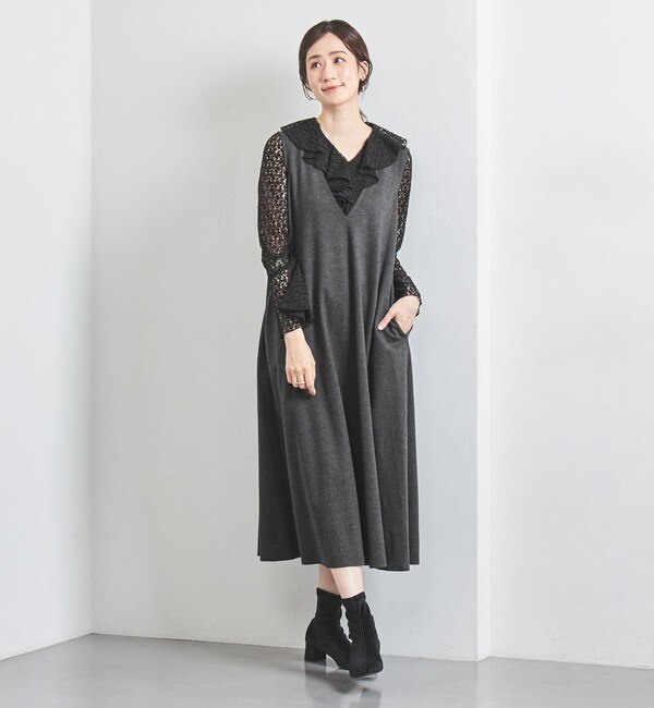 中古・古着通販】UNITED ARROWS (ユナイテッドアローズ) Vネック ロング ニットワンピース ネイビー サイズ:38｜ブランド・古着通販  トレファク公式【TREFAC FASHION】スマホサイト