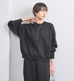 ラメ クルーネック スウェット ニット BLACK