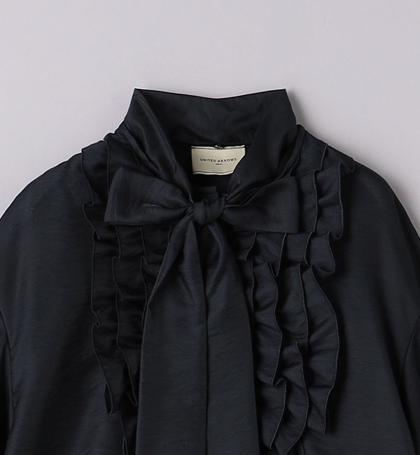 UNITED ARROWS オーガンジー フリル＆ボウタイ ブラウス