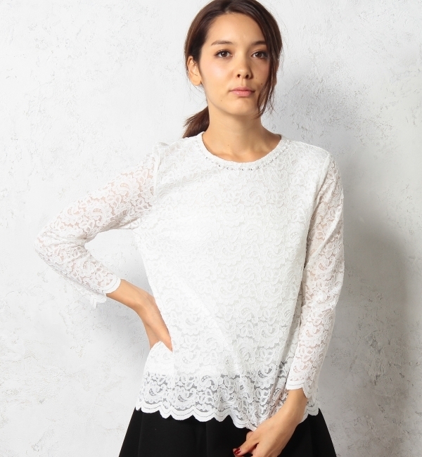 GT Pe/Pu LACEビジュー POブラウス