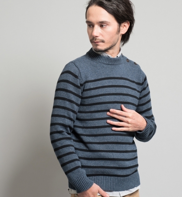 COTTON SHLDER/BTN BOR PO ニット