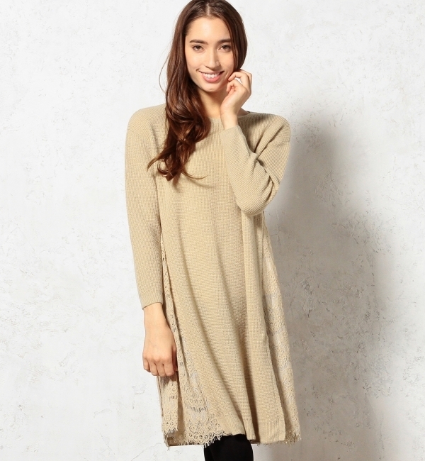 GC A/W SIDE LACE キリカエ ニットワンピース