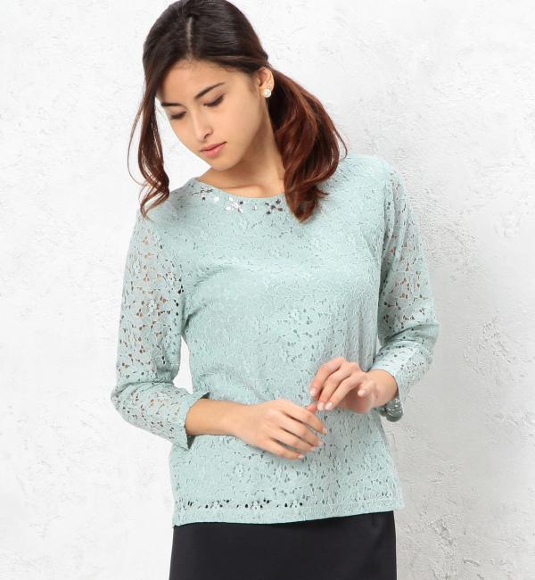 GO C/N レースビジューL/S POブラウス