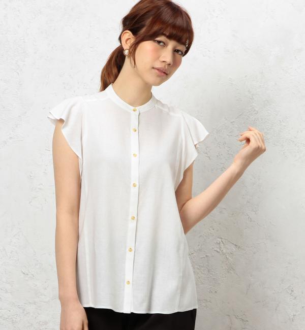 GT R/リネン ラッフル S/S ブラウス