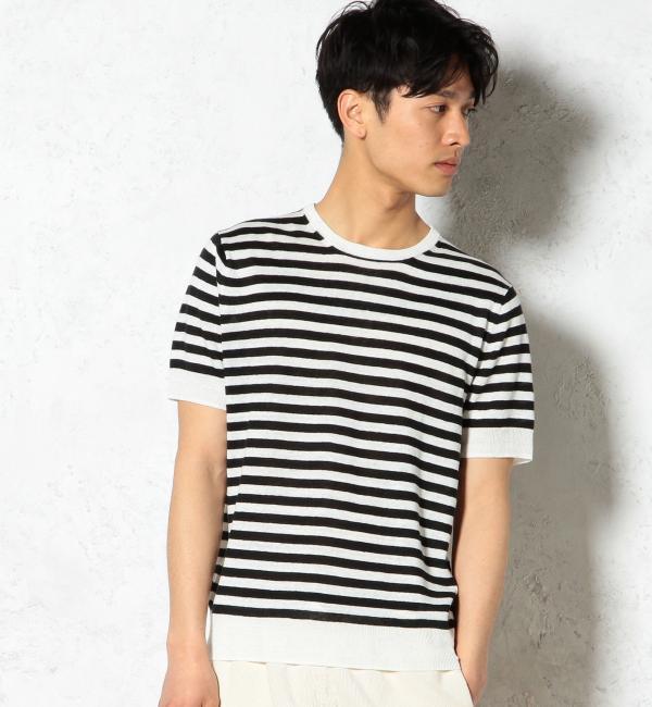 LINEN BOR C/N S/S 14G サマーニット