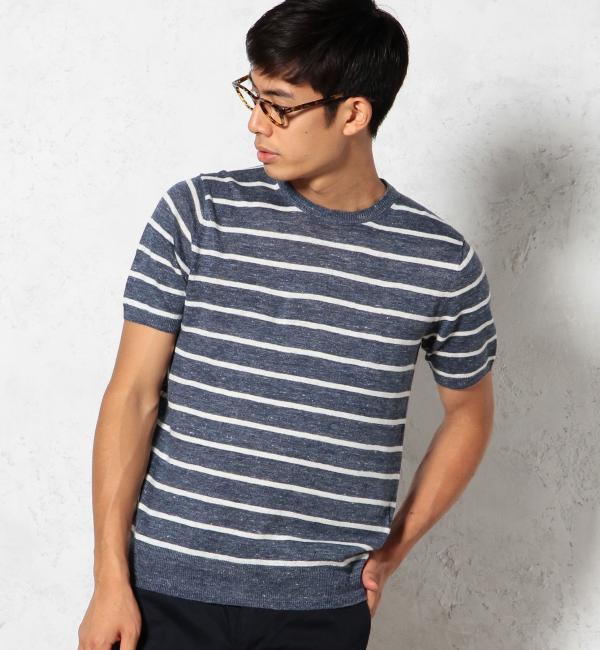 LINEN BOR C/N S/S 12G サマーニット