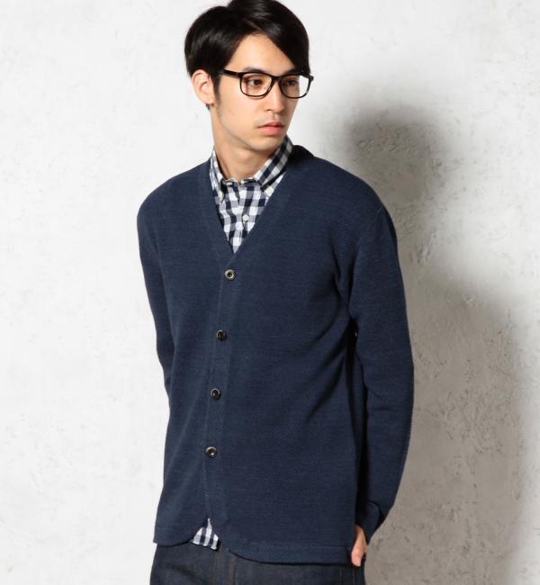 【グリーンレーベルリラクシング/green label relaxing】 INDIGO/LIKE TUCK Vネック カーディガン [送料無料]