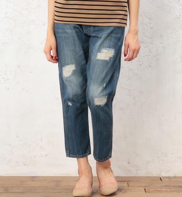 【グリーンレーベルリラクシング/green label relaxing】 GC DMG クラッシュ DNM TAPERED パンツ [送料無料]