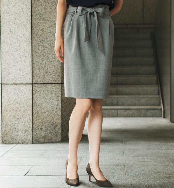 【グリーンレーベルリラクシング/green label relaxing】 CR T/W ヘリンボンRBN スカート [送料無料]