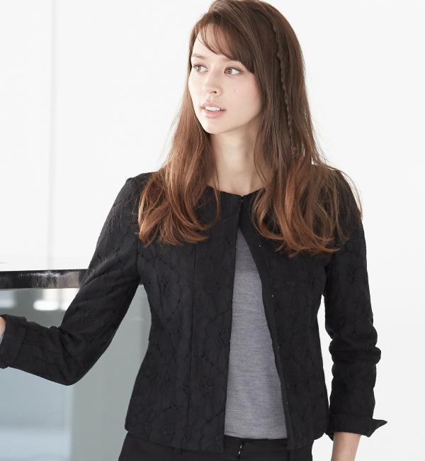 【グリーンレーベルリラクシング/green label relaxing】 CR C/N LACE NCL ジャケット -S [送料無料]