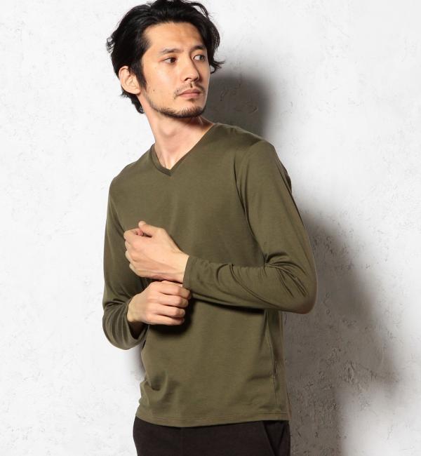 【グリーンレーベルリラクシング/green label relaxing】 ◎GIZA VネックTシャツ L/S [送料無料]