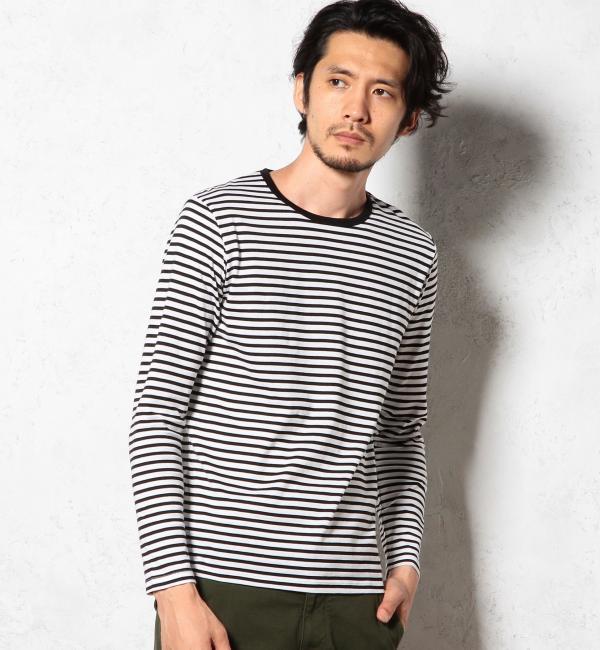 【グリーンレーベルリラクシング/green label relaxing】 ◎GIZA ボーダーTシャツ C/N L/S [送料無料]