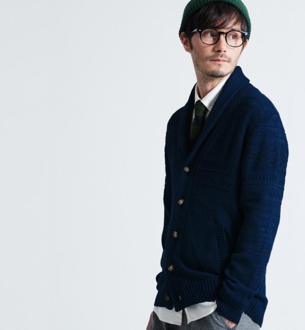 【グリーンレーベルリラクシング/green label relaxing】 INDIGO/LIKE SHAWL カーディガン 5G [送料無料]