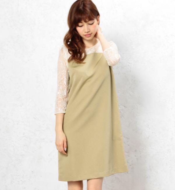 【グリーンレーベルリラクシング/green label relaxing】 GB PE LACE キリカエ ワンピース [送料無料]