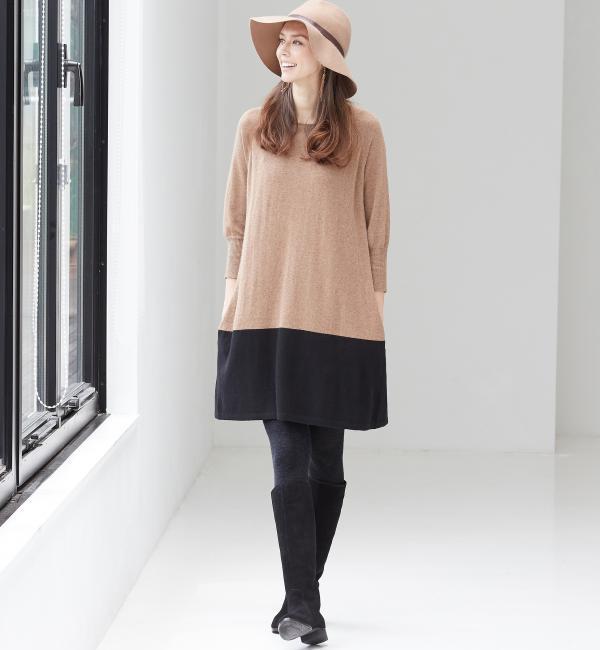 【グリーンレーベルリラクシング/green label relaxing】 ［WEB限定］CF W/RY/N ハイショクワンピース [送料無料]