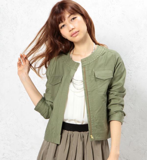 【グリーンレーベルリラクシング/green label relaxing】 CF ノーカラーミリタリーブルゾン [送料無料]
