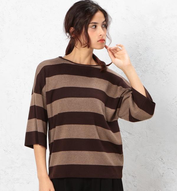 【グリーンレーベルリラクシング/green label relaxing】 KC T/N/L/W WIDE BOR プルオーバー ニット [送料無料]