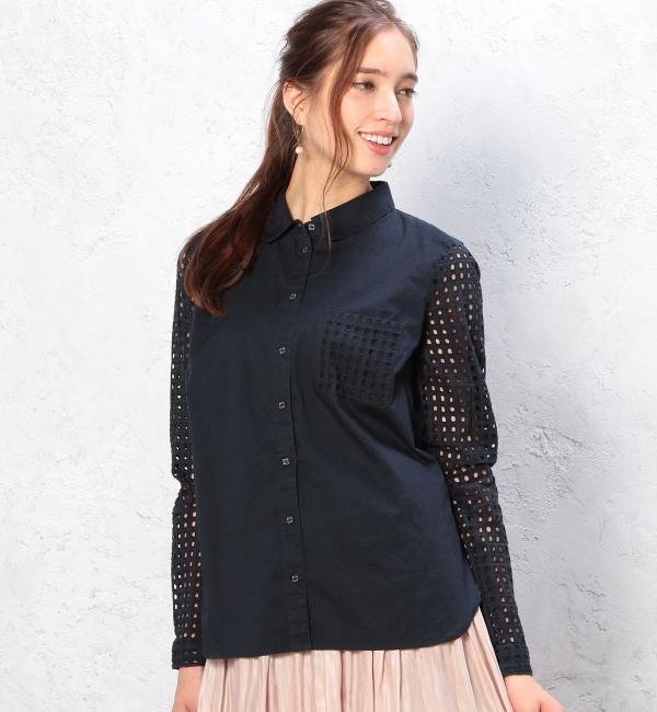 【グリーンレーベルリラクシング/green label relaxing】 [ナンフ]NUMPH LACE シャツ [送料無料]