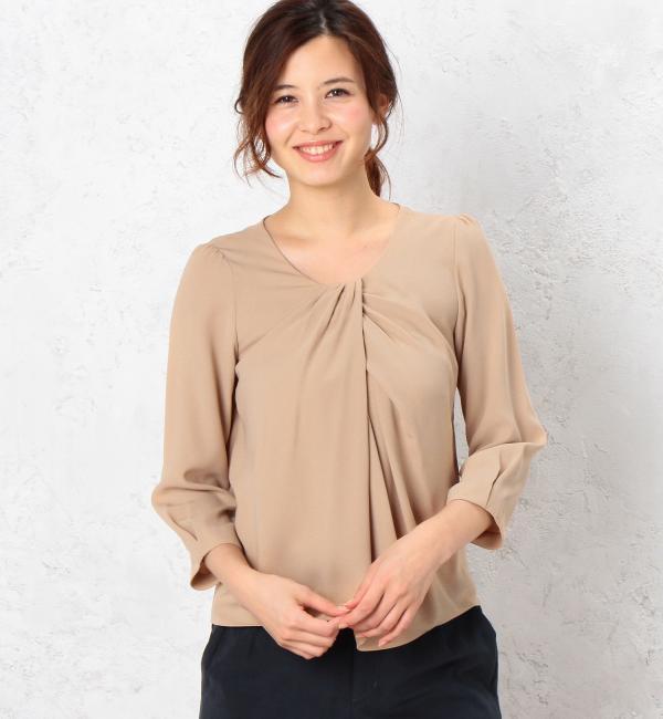 【グリーンレーベルリラクシング/green label relaxing】 CR PE ネジリ ブラウス [送料無料]