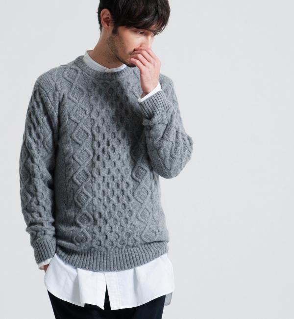 【グリーンレーベルリラクシング/green label relaxing】 HAMILTON/LAMB ARAN CN 5G ニット [送料無料]