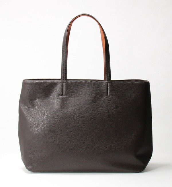 シボ レザーライク ジップ トート バッグ|green label relaxing
