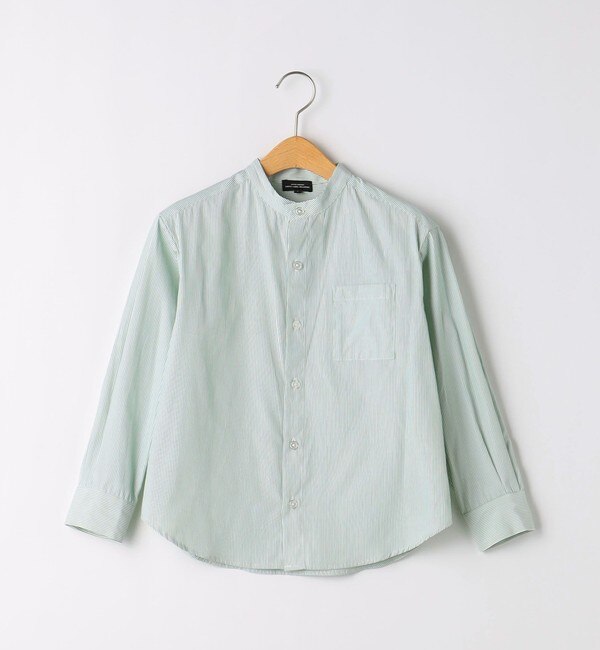 【グリーンレーベルリラクシング/green label relaxing】 TJ ストライプ バンドカラーシャツ 110cm-130cm
