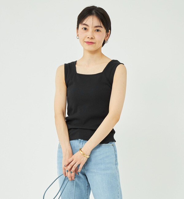 WEB限定】［SHORT/H148-155cm］スクエアネック タンクトップ|green 