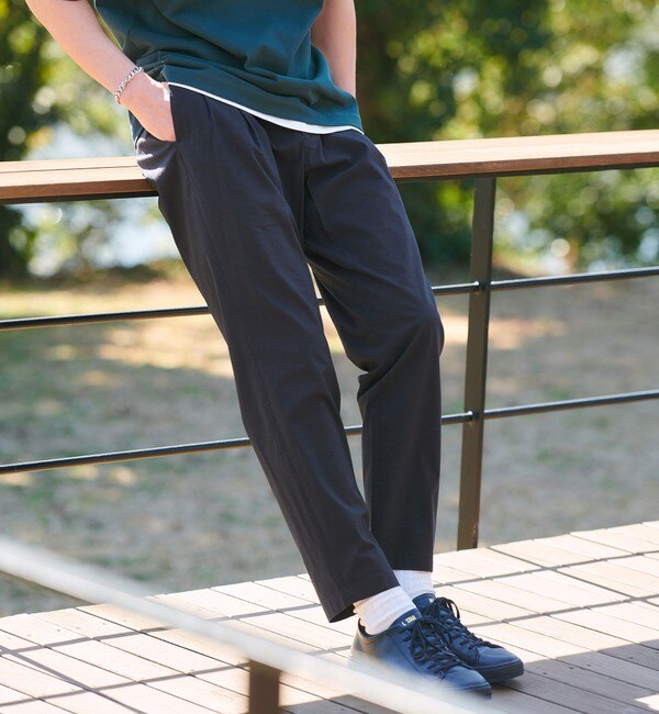 BEAMS MEN ストレッチ テーパード8分丈パンツ ネイビー メンズM