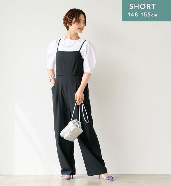 WEB限定】［SHORT/H148-155cm］リボン付き サロペット|green label