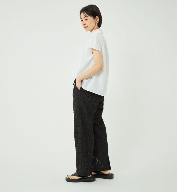 WEB限定】［SHORT/H148-155cm］ジャカード ワイド パンツ|green label