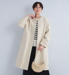 ［size SHORT/TALLあり］SENTDALE WOOL セントデールウール ノーカラー コート