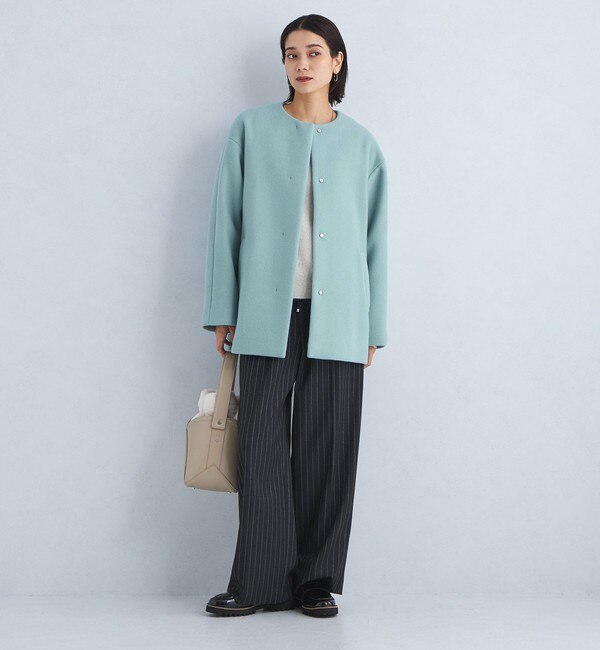 SENTDALE WOOL セントデールウール ノーカラー ミドル コート