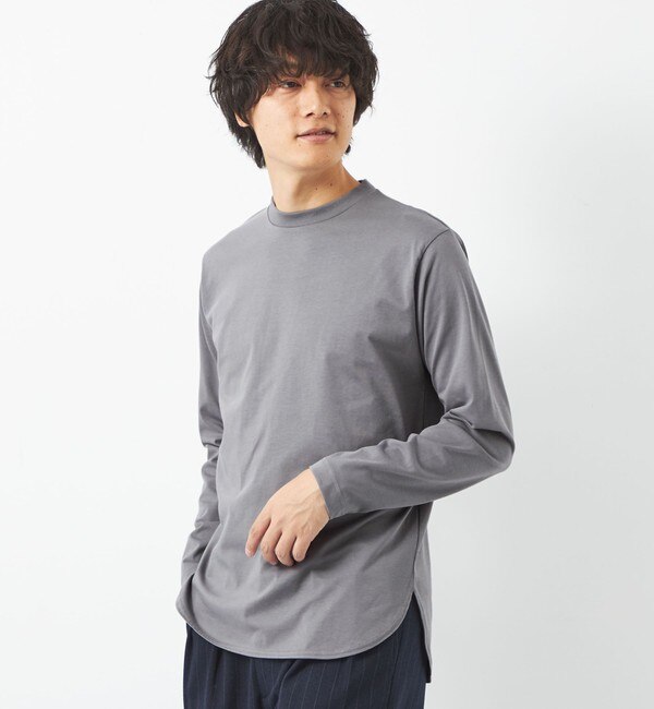 ラウンドヘム クルーネック 長袖 Tシャツ|green label relaxing