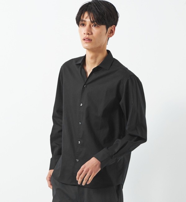 WEB限定】JUSTFIT コットン 麻 ワイド カラー 長袖 シャツ|green label